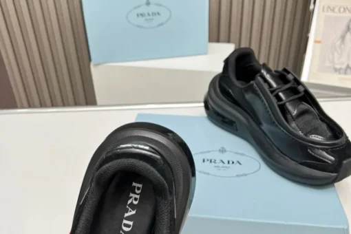 Prada 2024 New Systeme brushed leather dad Sneaker Black