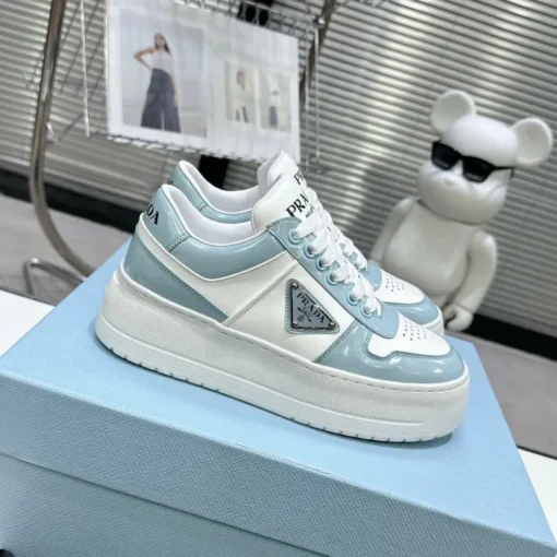 Prada 2024 New Downtown Bold leather Sneaker White Blue