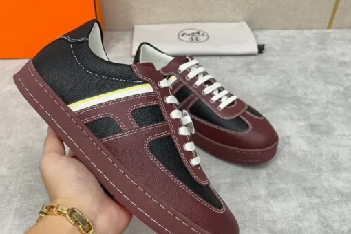 Hermes Boomerang Sneaker Black Maroon