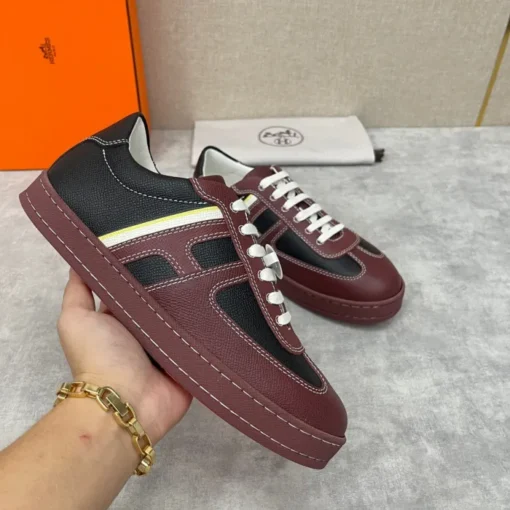 Hermes Boomerang Sneaker Black Maroon