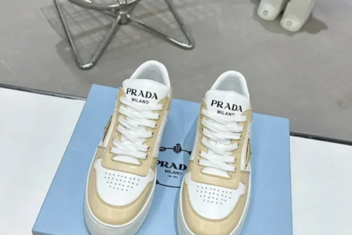 Prada 2024 New Downtown Bold leather Sneaker White Beige