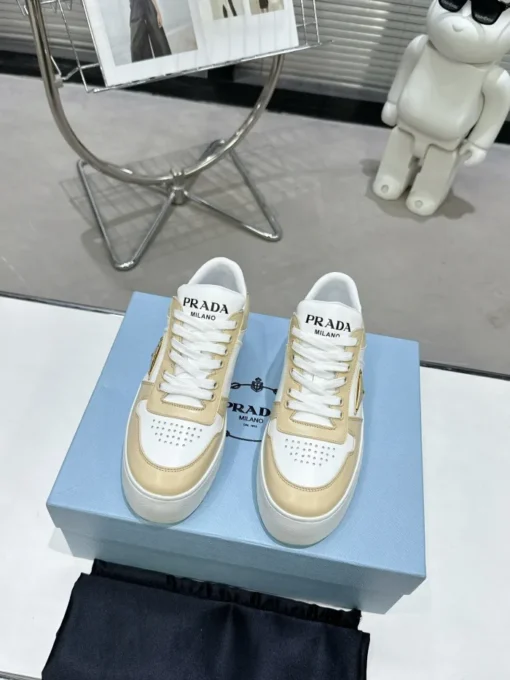 Prada 2024 New Downtown Bold leather Sneaker White Beige