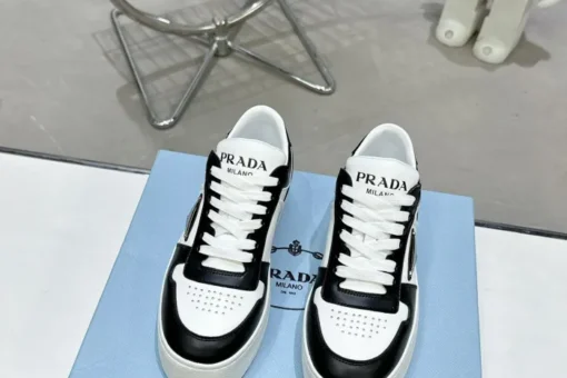 Prada 2024 New Downtown Bold leather Sneaker White Black