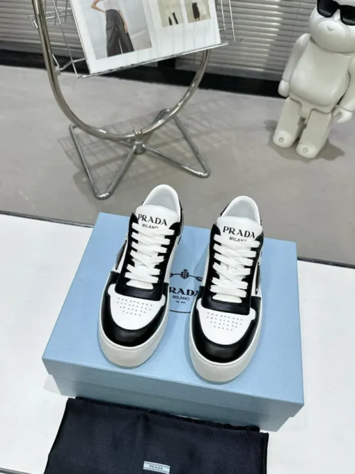 Prada 2024 New Downtown Bold leather Sneaker White Black