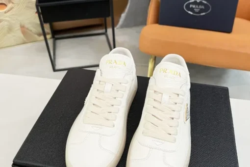 Prada Lane Deer Leather Sneakers White