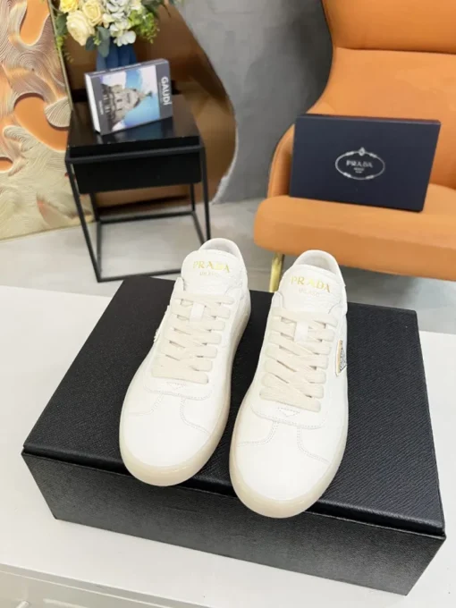 Prada Lane Deer Leather Sneakers White