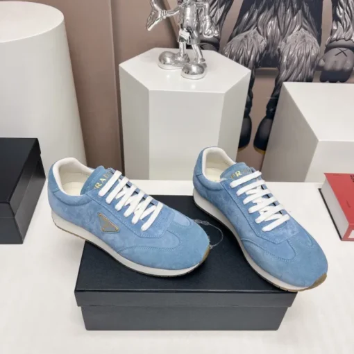 Prada Rank Suede Sports Sneakers Ice Blue