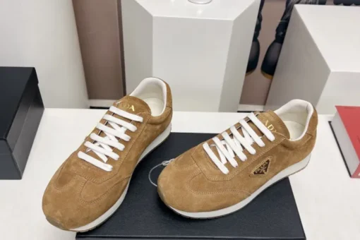 Prada Rank Suede Sports Sneakers Brown