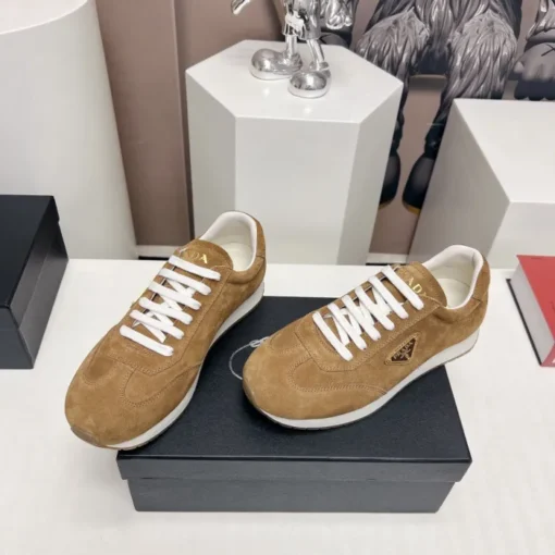 Prada Rank Suede Sports Sneakers Brown