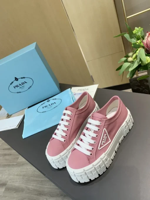 Prada 2024 New Double Wheel Re-Nylon gabardine Sneaker Pink