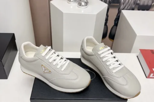 Prada Rank Leather Sports Sneakers Grey