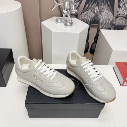 Prada Rank Leather Sports Sneakers Grey