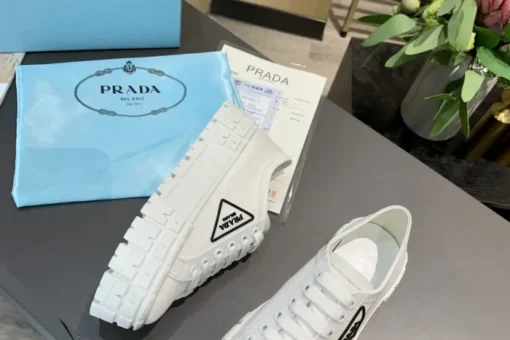 Prada 2024 New Double Wheel Re-Nylon gabardine Sneaker White