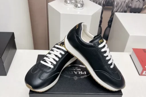 Prada Rank Leather Sports Sneakers Black