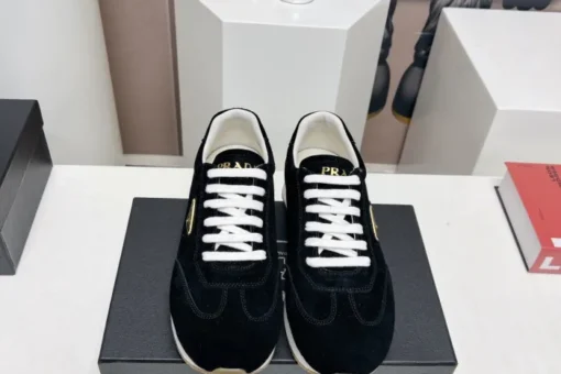 Prada Rank Suede Sports Sneakers Black