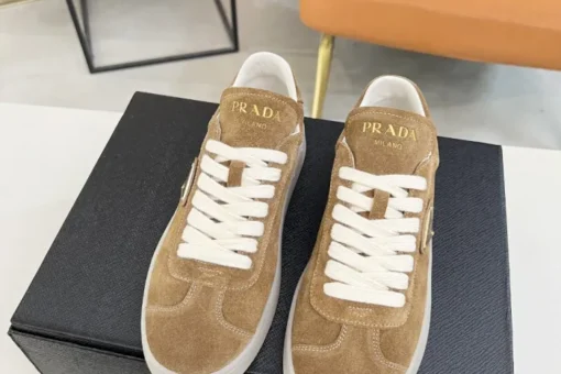 Prada Lane Deer Leather Sneakers Brown