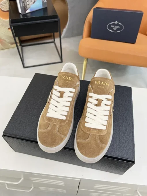 Prada Lane Deer Leather Sneakers Brown