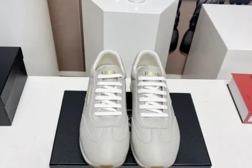 Prada Rank Leather Sports Sneakers Grey