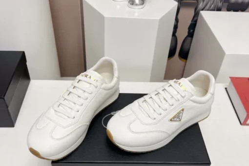 Prada Rank Leather Sports Sneakers White