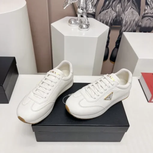 Prada Rank Leather Sports Sneakers White