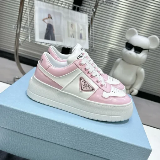 Prada 2024 New Downtown Bold leather Sneaker White Pink