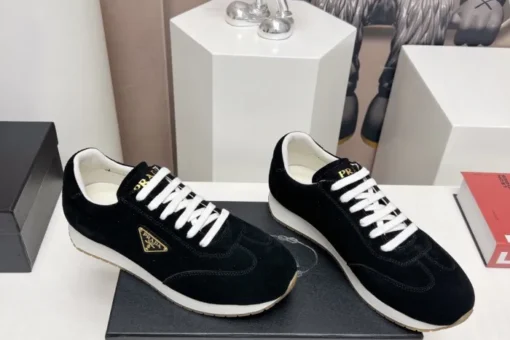 Prada Rank Suede Sports Sneakers Black