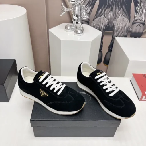 Prada Rank Suede Sports Sneakers Black