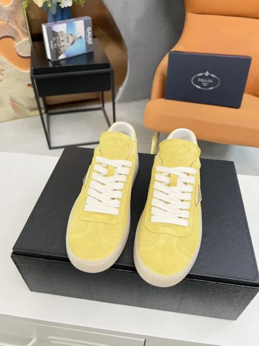 Prada Lane Deer Leather Sneakers Yellow