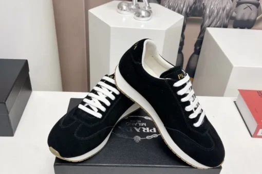 Prada Rank Suede Sports Sneakers Black