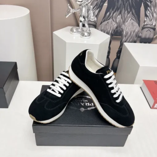 Prada Rank Suede Sports Sneakers Black