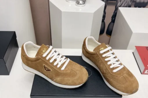 Prada Rank Suede Sports Sneakers Brown