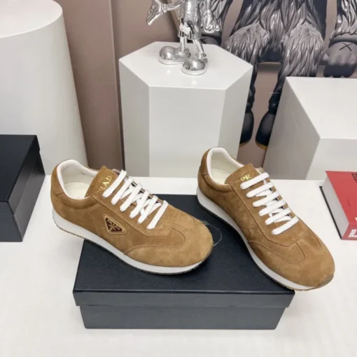 Prada Rank Suede Sports Sneakers Brown