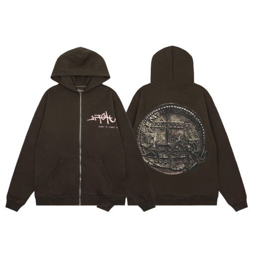 Travis Scott Utopia Circus Zip Hoodie Brown