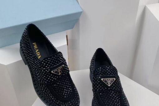 Prada Crystal Loafers Black