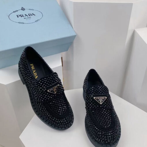 Prada Crystal Loafers Black