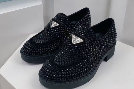 Prada Crystal Loafers Black