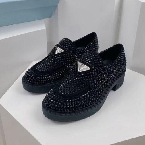 Prada Crystal Loafers Black