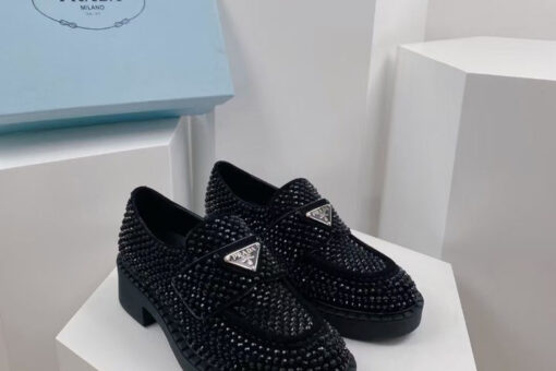 Prada Crystal Loafers Black