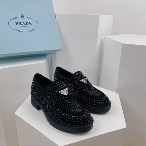 Prada Crystal Loafers Black