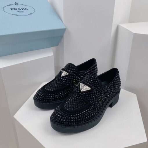 Prada Crystal Loafers Black