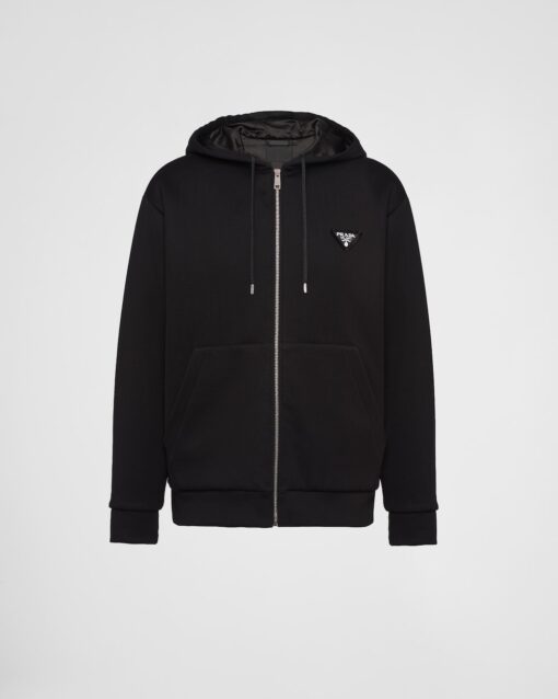 Prada Cotton Fleece Hoodie Black