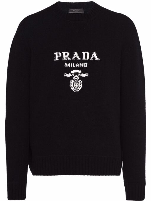 Prada intarsia-knit logo sweatshirt Black