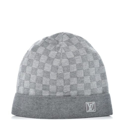 LV Wool Bonnet Petit Damier Beanie Hat Grey