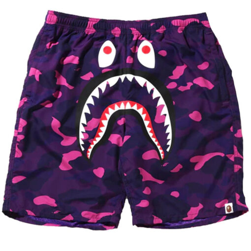 BAPE Color Camo Shark Beach Shorts (Purple)