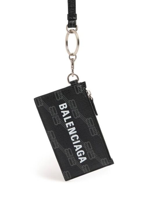 Balenciaga Faux leather zip card holder w/ keyring - Image 2