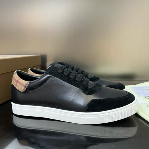 Burberry Leather and Cotton Check Sneaker Black