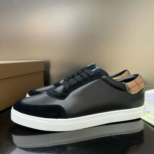 Burberry Leather and Cotton Check Sneaker Black - Image 3