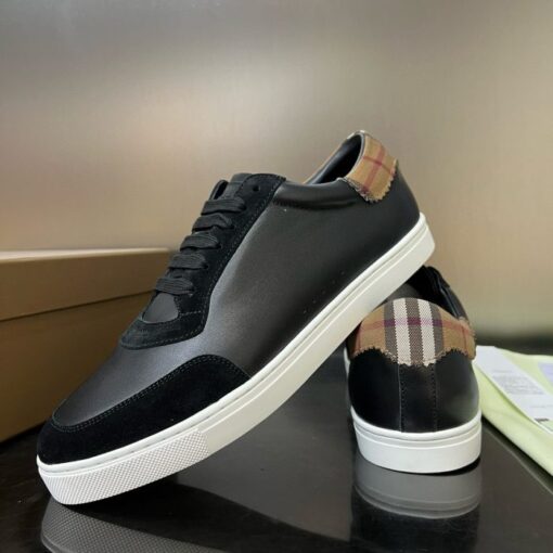 Burberry Leather and Cotton Check Sneaker Black - Image 2