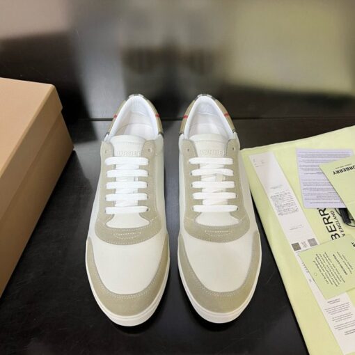 Burberry Leather and Cotton Check Sneaker White - Image 4