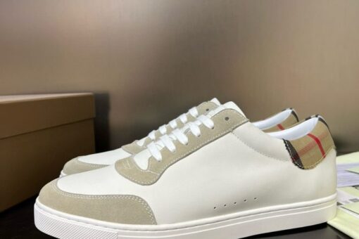 Burberry Leather and Cotton Check Sneaker White